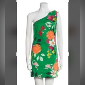 Cara Cara Vibrant Green Floral One-Shoulder Dress